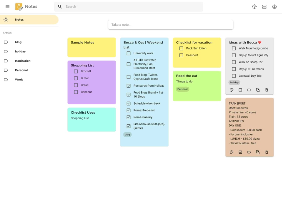 A Clone of Google Keep