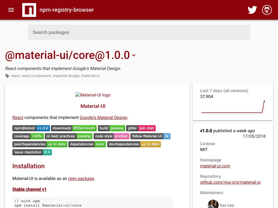 npm registry browser