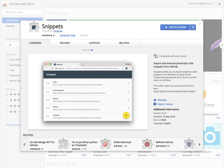 Snippets Chrome Extension